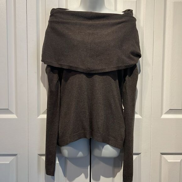 RED || Heathered Brown Oversized Cowl‎ Neck Sweater Size S/M - Picture 8 of 10